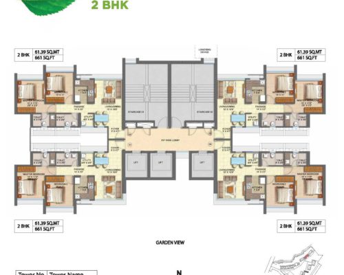 2 Bed - 661 Sq ft - Unit Plan